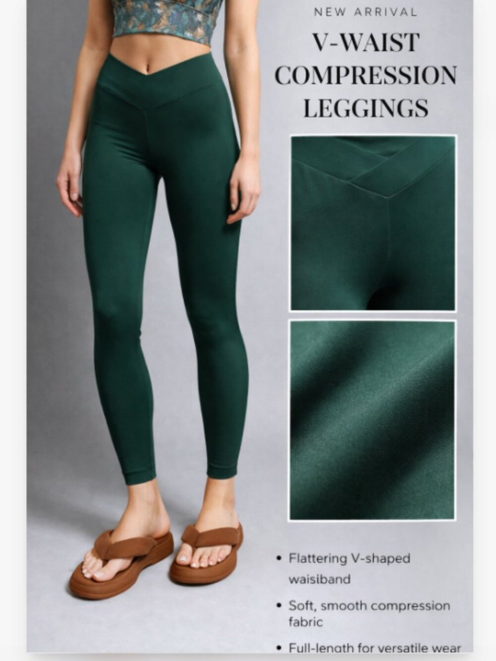 Green V Waist Compression Leggings High Waisted Yoga Pants Women Size S Athletic